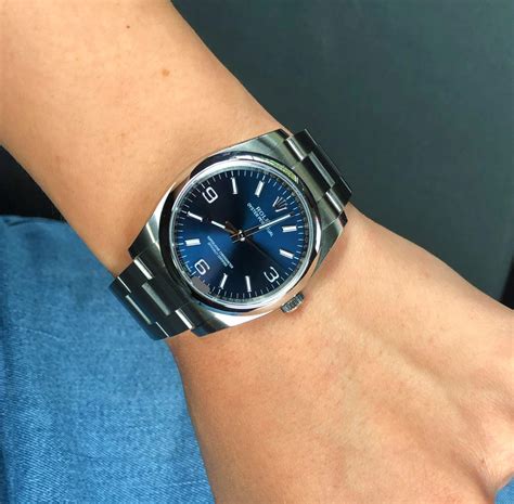 rolex 36mm oyster perpetual 116000 blue|rolex oyster perpetual price range.